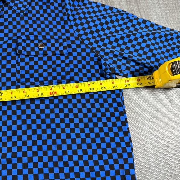 MICHAEL Michael Kors Black and Blue Checkered Shirt with snaps XL - Picture 3 of 6
